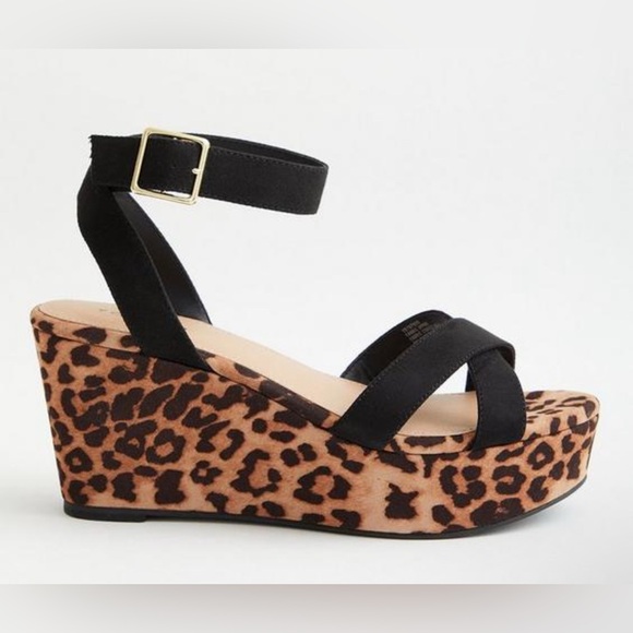 Torrid Faux Suede Platform Wedge - Leopard - Picture 3 of 8